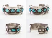 【Frank Patania】7 Persian Turquoise Row Cuff Bracelet  c.1950