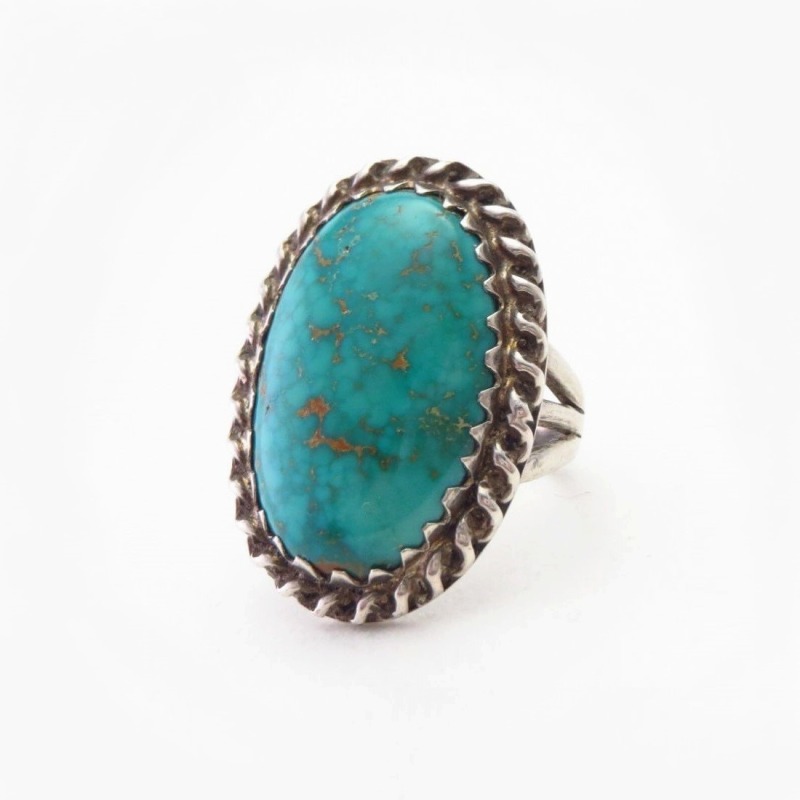Vintage Navajo Gem Quality Fox Turquoise Small Ring  c.1945～