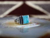 Vintage Navajo Split Shank Ring w/Blue Gem Turquoise c.1960～