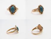 Old Navajo 14K Gold Ring w/Gem Lone Mt. Turquoise  c.1970～