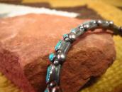 Vtg Zuni Needle Point Turquoise Narrow Cuff Bracelet c.1950～