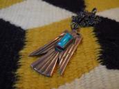 Antique 卍 Stamped Thunderbird Shape Fob Necklace w/TQ c.1930