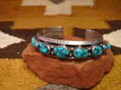 Vintage Navajo Seven Turquoise Row Cuff Bracelet  c.1970～