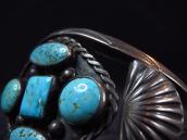 Vintage Navajo Wide Cuff Bracelet w/5 Gem Turquoise  c.1945～