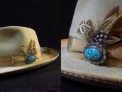 Vintage Navajo Silver Concho Pin w/Gem Turquoise  c.1945～