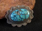 Vintage Navajo Silver Concho Pin w/Gem Turquoise  c.1945～