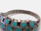 Vintage Zuni "Dishta Style" Turquoise Inlay Ring  c.1970～