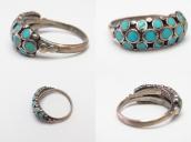Vintage Zuni "Dishta Style" Turquoise Inlay Ring  c.1970～