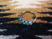Vintage Zuni "Dishta Style" Turquoise Inlay Ring  c.1970～