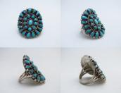 Vintage Zuni Turquoise Cluster Silver Ring  c.1960