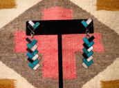 Vtg Zuni Multi-Stone Inlay Weaving Pattern Earring  c.1960～