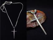 Vtg Navajo Casted Silver Cross Fob Necklace w/Beads  c.1950