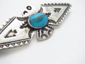 Atq Navajo T-bird Shape Silver Pin w/Gem Turquoise  c.1935～
