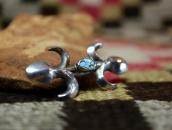 Vtg Navajo Casted Silver Small Pin w/No.8 Turquoise c.1950～