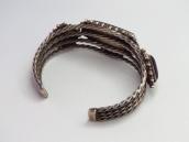 Vintage Navajo Twisted Wire Silver Cuff w/Three Onyx  c.1960