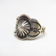 Antique Concho Repoused Men's Silver Tourist Ring  c.1930～