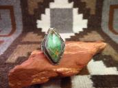 Antique Coffin Shape Face Ring w/Green Turquoise  c.1940～