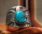 Vintage Thunderbird Patched Ring with Turquoise