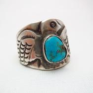 Vintage Thunderbird Patched Ring with Turquoise