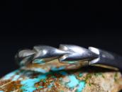 Vtg Navajo Sand Casted Flat Top Shape Cuff in Silver c.1960～