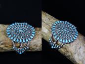 Antique Zuni 95 Turquoise Cluster Wide Cuff Bracelet c.1940～