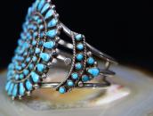 Antique Zuni 95 Turquoise Cluster Wide Cuff Bracelet c.1940～