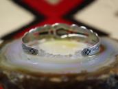 Atq 【IH】 Coin Silver Cuff Bracelet w/Green Turquoise  c.1930