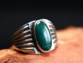 Atq Navajo Split Shank Silver Ring w/Green Turquoise c.1935～
