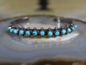 Vintage Zuni 13 Turquoise Row Narrow Cuff Bracelet c.1940～ ②