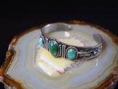 Atq Navajo T-bird & Snake Stamped Cuff w/Turquoise c.1930～