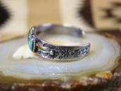 Atq Navajo T-bird & Snake Stamped Cuff w/Turquoise c.1930～