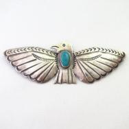 【UITA22】 Atq Navajo Thunderbird Shaped Pin w/Gem TQ  c.1945～