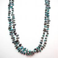 Vintage 2 Strands SpiderWeb Turquois Heishi Necklace c.1970