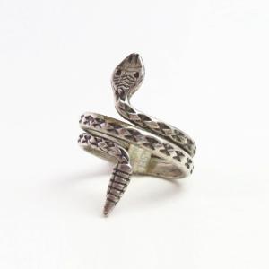 Vintage【Maisel's】Coiled Rattlesnake Silver Ring w/Tag c.1940