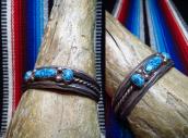 Vintage Navajo Lone Mt. Turquoise Row Cuff Bracelet  c.1950