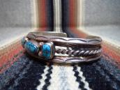 Vintage Navajo Lone Mt. Turquoise Row Cuff Bracelet  c.1950