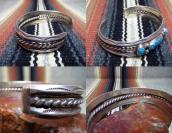 Vintage Navajo Lone Mt. Turquoise Row Cuff Bracelet  c.1950