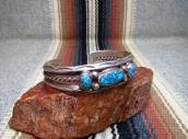 Vintage Navajo Lone Mt. Turquoise Row Cuff Bracelet  c.1950