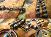 Atq Navajo Silver Squash Blossom Naja Necklace w/TQ  c.1940～