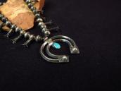 Atq Navajo Silver Squash Blossom Naja Necklace w/TQ  c.1940～