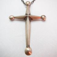 Vintage Heavy Silver Cross Fob Necklace  c.1950～