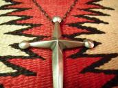 Vintage Heavy Silver Cross Fob Necklace  c.1950～