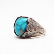 Vintage Silver Men's Ring w/Gem Grade Morenci TQ  c.1950