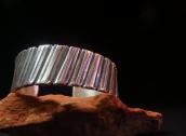 【Greg Lewis】 Acoma Bias Stamped Heavy Silver Cuff Bracelet