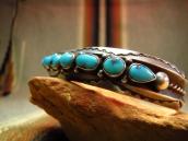 【Fred Thompson】 Navajo Vintage Cuff w/ Nine Stones  c.1960～