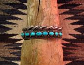 【Fred Thompson】 Navajo Vintage Cuff w/ Nine Stones  c.1960～