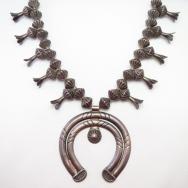 Vtg Navajo Stamped Silver SquashBlossom Naja Necklace c.1950