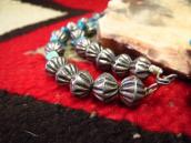 Vtg Single Strand Turquoise & Silver Bead Necklace  c.1955～