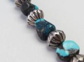Vtg Single Strand Turquoise & Silver Bead Necklace  c.1955～