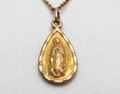 Vintage 10K Gold Virgin of Guadalupe & Jesus Charm Necklace